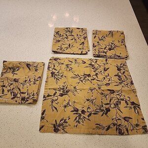 vintage williams sonoma Cloth Napkins Olives Cotton Linen Italy 18x18"